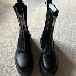 Zara Platform Zip Combat Boots